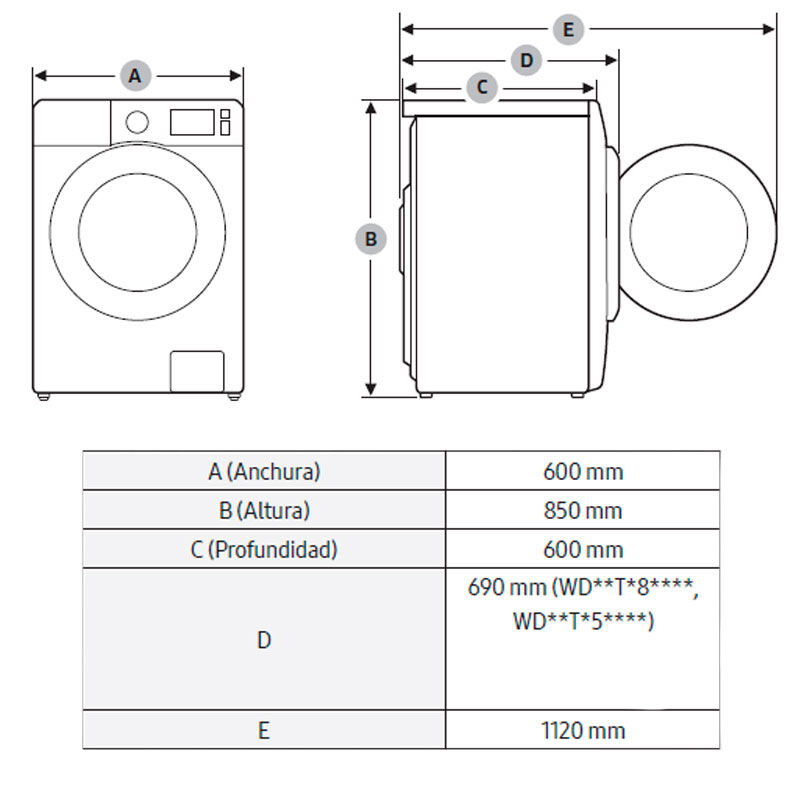 Cemevisa - Lavasecadora 9Kg Samsung WD90T654DBE/S3