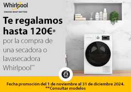 Promoción Whirlpool cashback hasta 120 euros